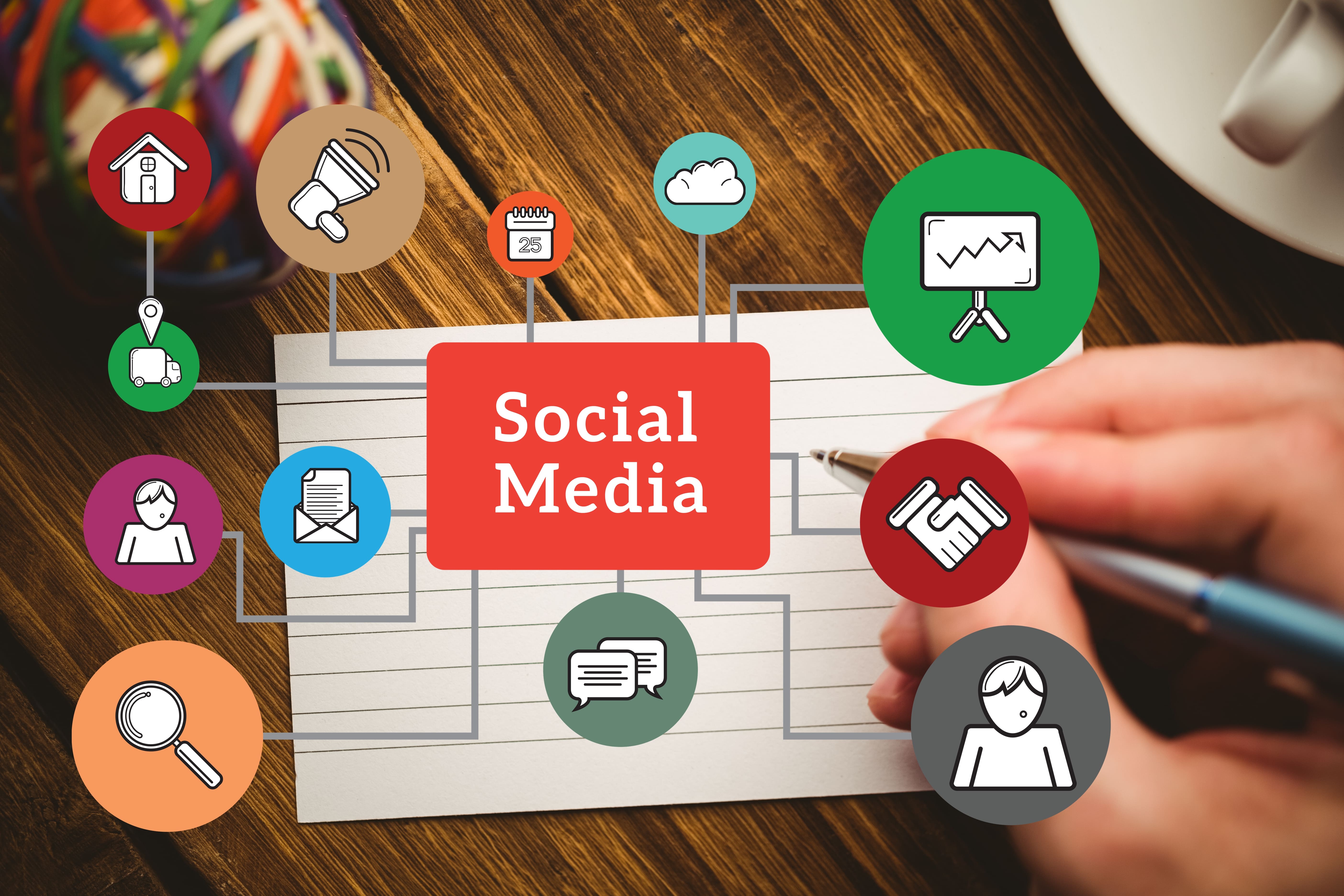 Social media manager scheduling posts across different platforms on a dashboard